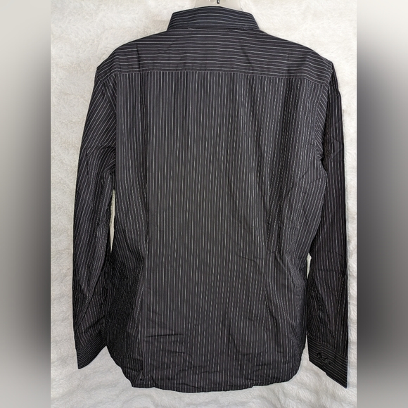 🆕 NORTH END Ladies Blouse Black strip Button front SZ L long sleeve Shirt Top - Picture 2 of 10